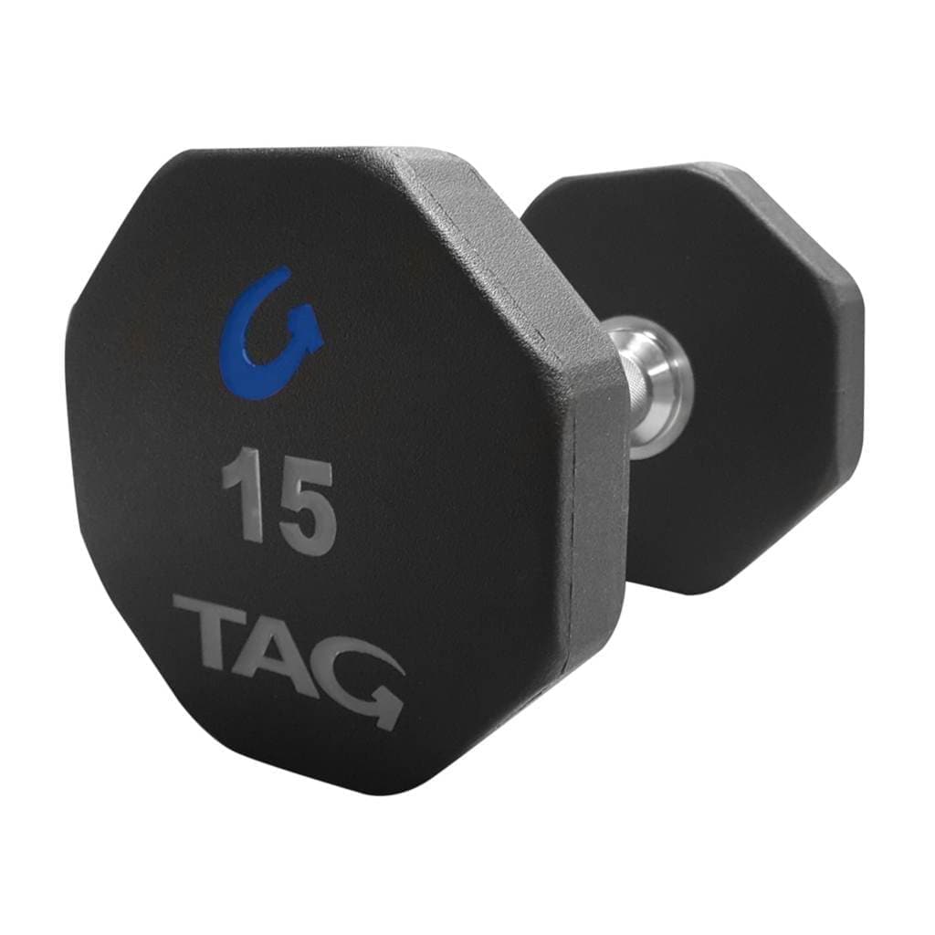 TAG 8-sided Virgin Rubber Dumbbells w/Straight Handles free weight TAG Fitness 