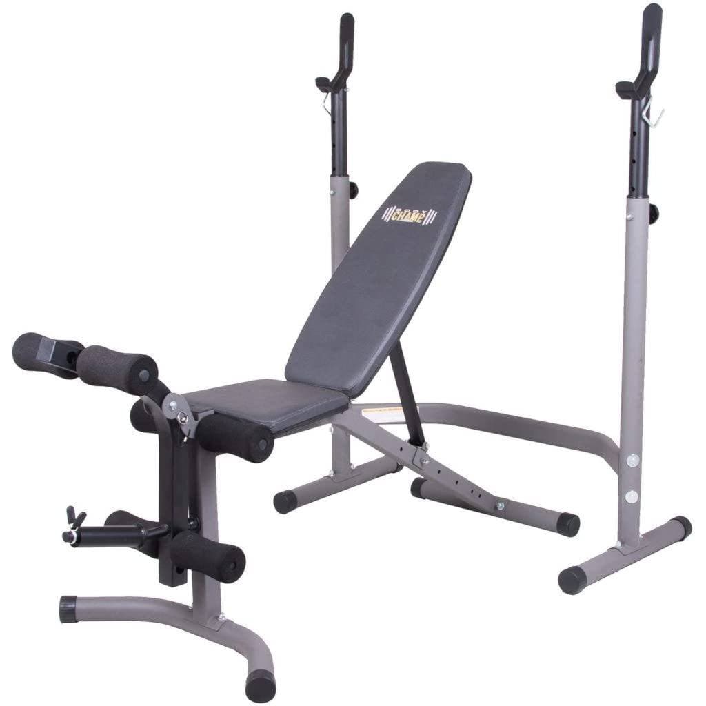 Body Champ BCB3780 Olympic Weight Bench w/Leg Extension Curl Lift Developer Attachment / 2 piece Combo Bench and Squat Rack Stand bench Body Champ 