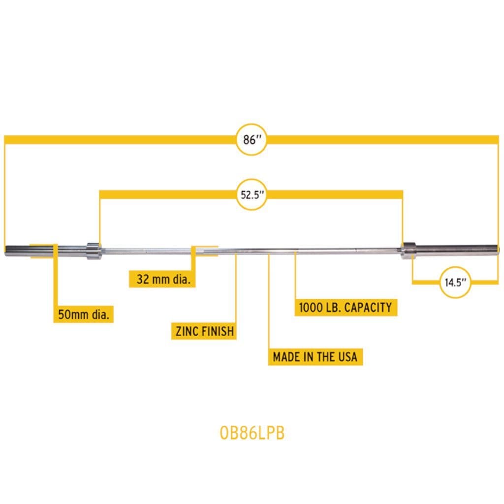 Body-Solid 7 ft Olympic Power Bar (Zinc) bar Body-Solid Iron 