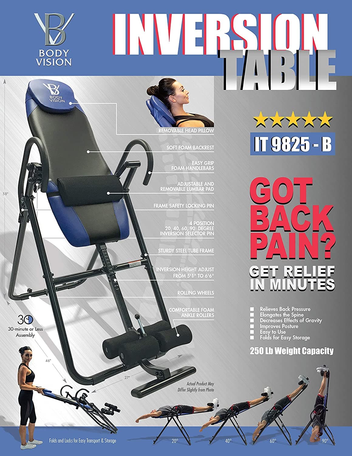 Body Vision IT9825 Deluxe Inversion Table accessory Body Vision 