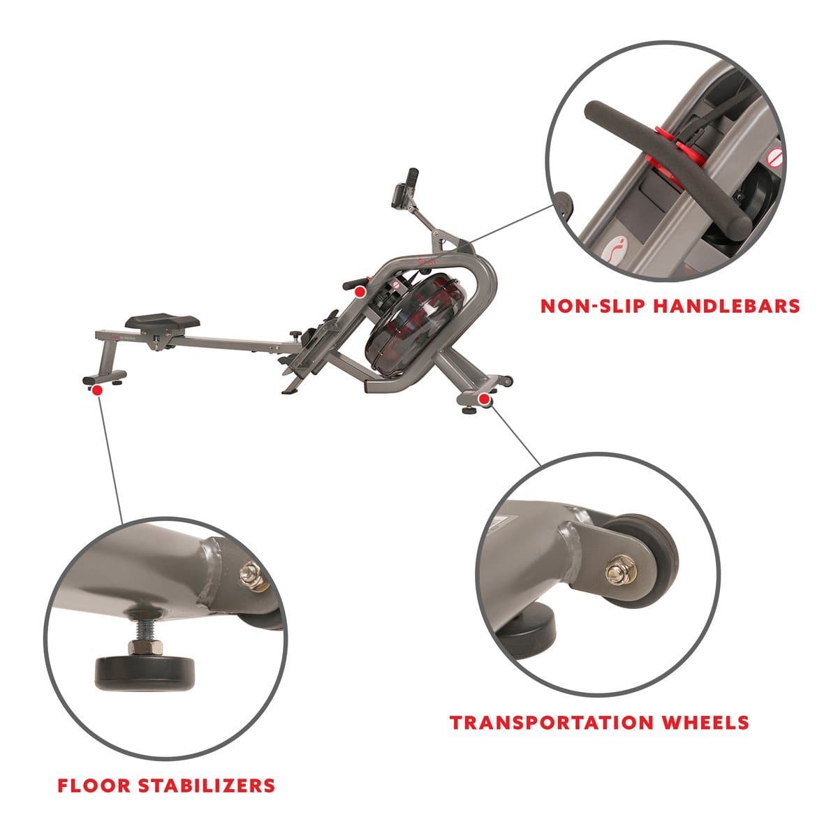 Phantom Hydro Water Rowing Machine Cardio Training Sunny Health and Fitness 